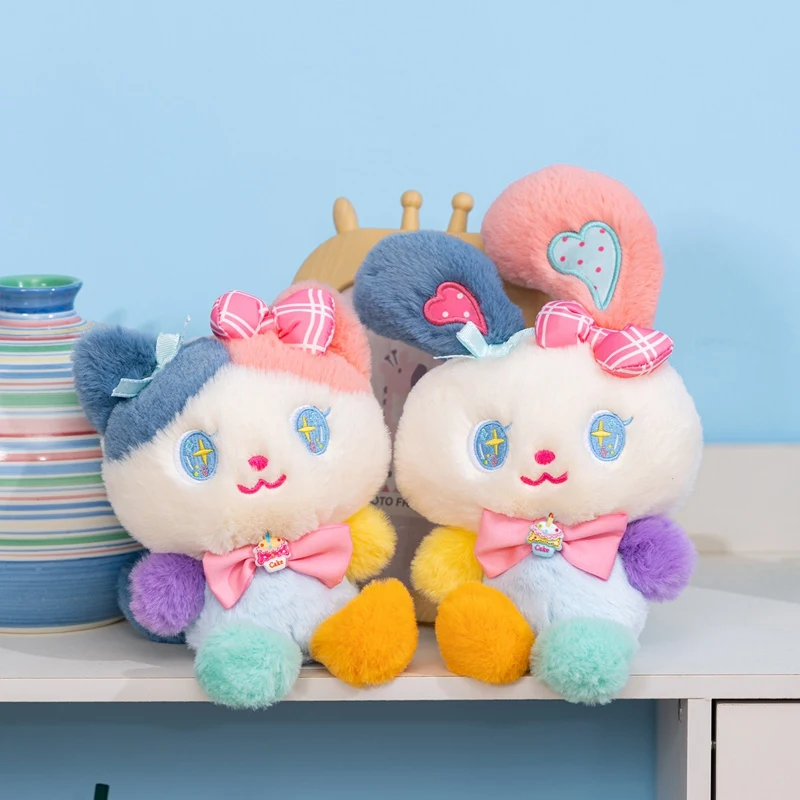 Star Eye Plush Animal Tri Color Quad Color Choices Soft Multicolor Doll for Birthday Gift for Home Decoration Soft Bow Doll