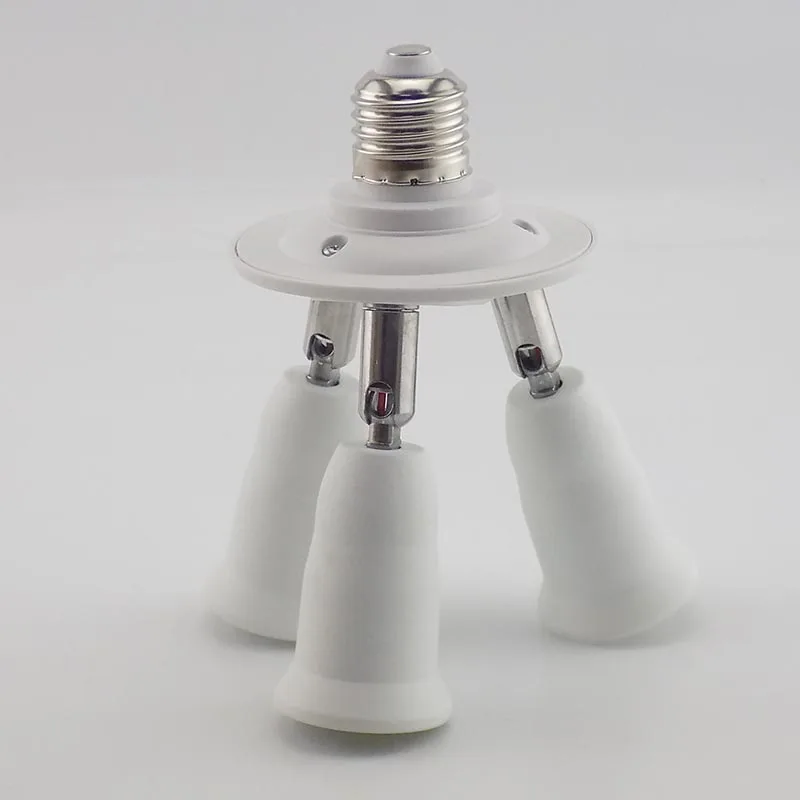 E27 TO 3 E27 Lamp Bulb BASE  Adapter Splitter Adjustable socket Holder Lamp 90V-240V Converter 3 in 1 Holder for LED Light home