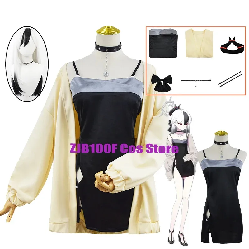 

Anime Blue Game Archive Cosplay Kayoko Onikata Costume uniform Dresses Prop Set Halloween Headwear Outfit for Woman