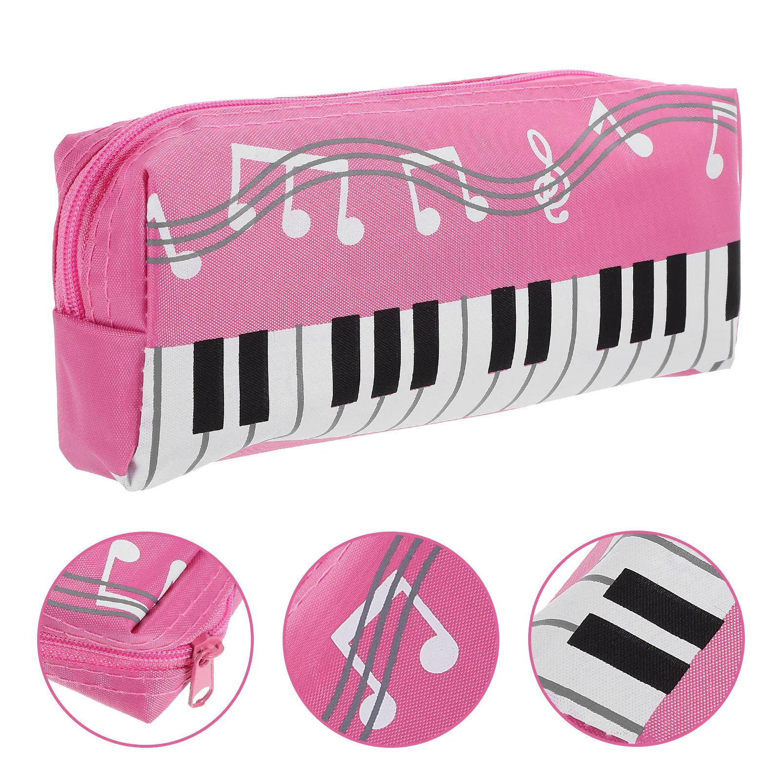 

Cute Piano Keyboard Pencil Case Heavy Duty Canvas Material Portable Pencil Organizer Holds Multiple Pens Pencils Case for School
