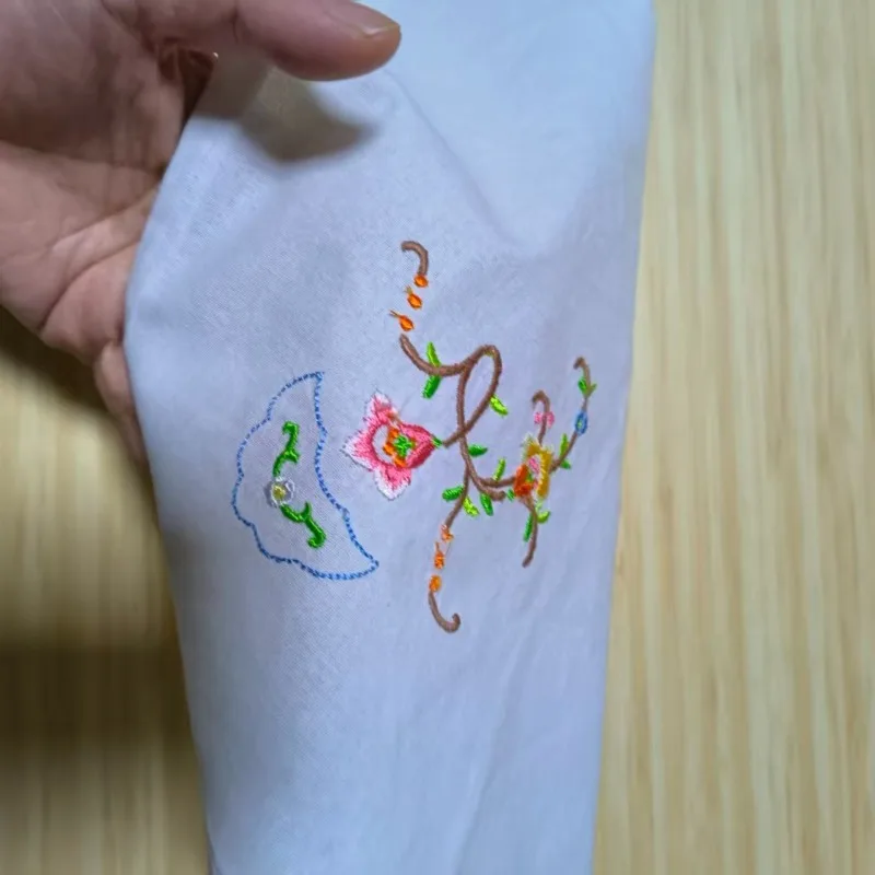 12 قطعة 28x28 سنتيمتر القطن الخالص المطرزة زهرة نمط مربع المناديل المناديل #3