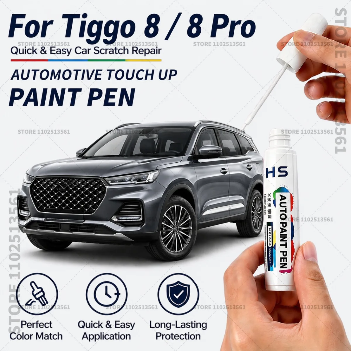 

For Chirey Chery Tiggo 8 8 Pro Touch Up Paint Pen Car Paint Scratch Repair Tool purple rhine blue mocha brown pearl white Red