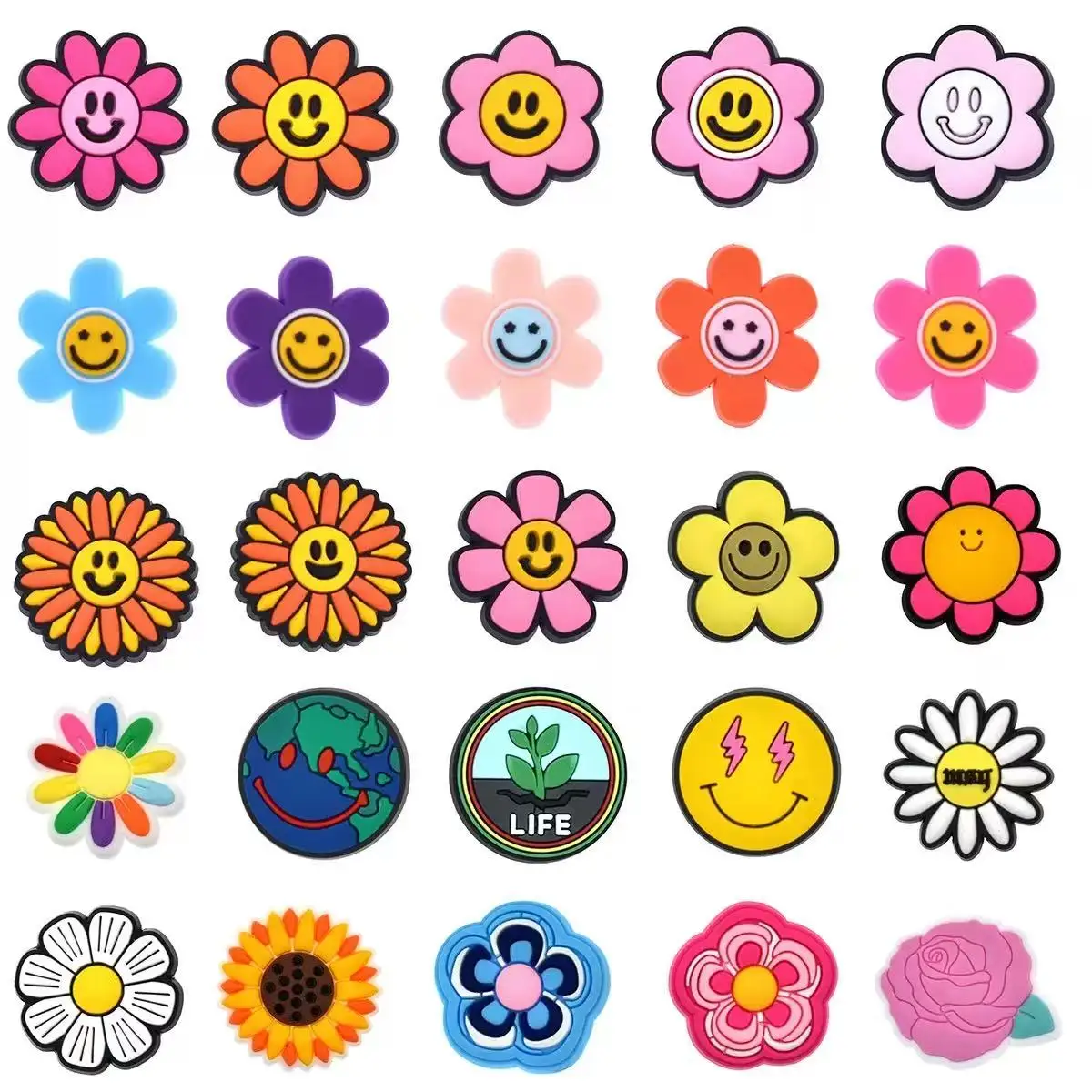 25-100PCS Flower Series Shoe Charms for Sneaker Decoration Multiple choice PVC Decoration Detachable Waterproof For Party Gift