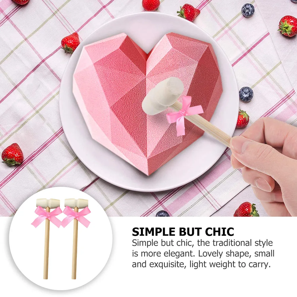 

10 Pcs Wooden Hammer Ornaments Seafood Cracking Hammers Gavel Mini Mallets Cake