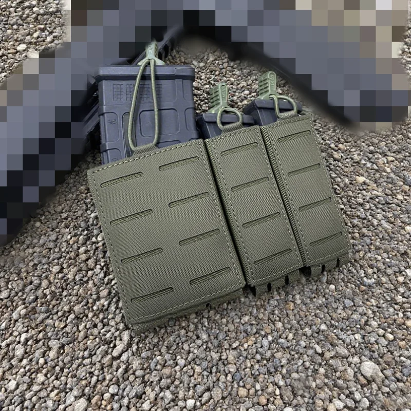 Custodia tattica tripla Mag Carrier 9mm 5.56 Custodia Molle Custodia per attrezzi per taglio laser Supporto per estrazione rapida molle universale