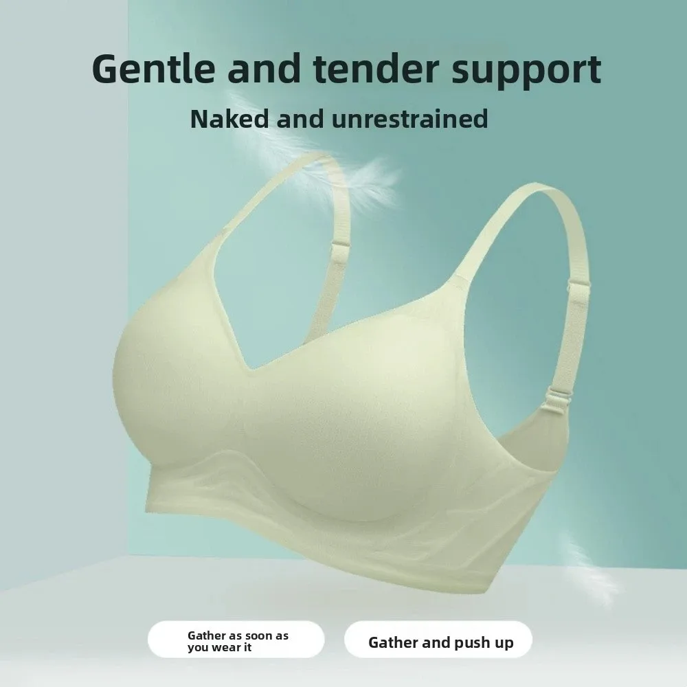 Sujetador ajustado inalámbrico con escote en V profundo, ropa interior push-up antiflacidez sin rastro, pechos recogidos, sujetadores ajustables sin costuras para Yoga