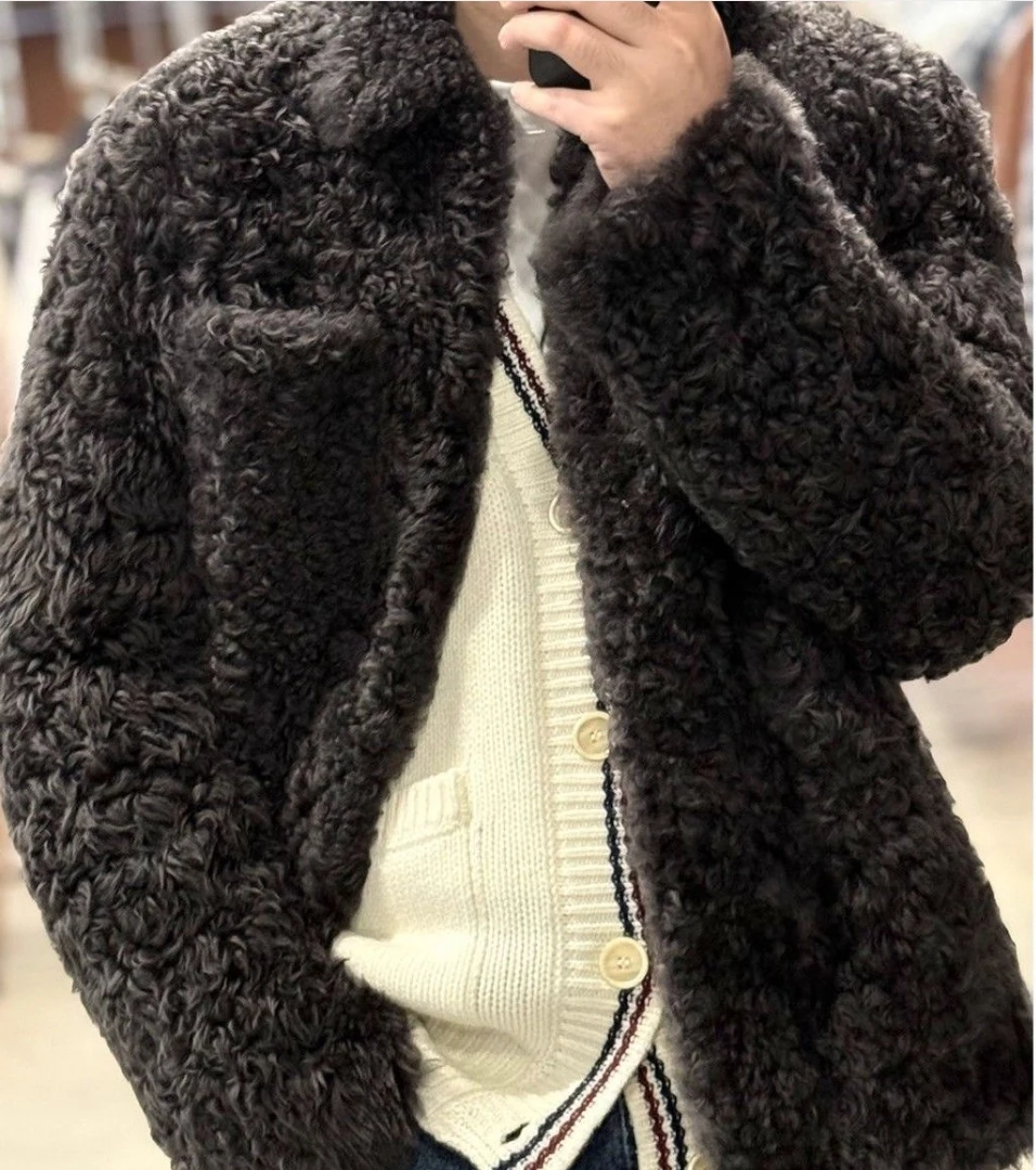 

Winter New Men's Lamb Topcoat Thicken Large Artificial Sheep Fur Youthful Comfortable Fashion Male Tops Overall Stylish