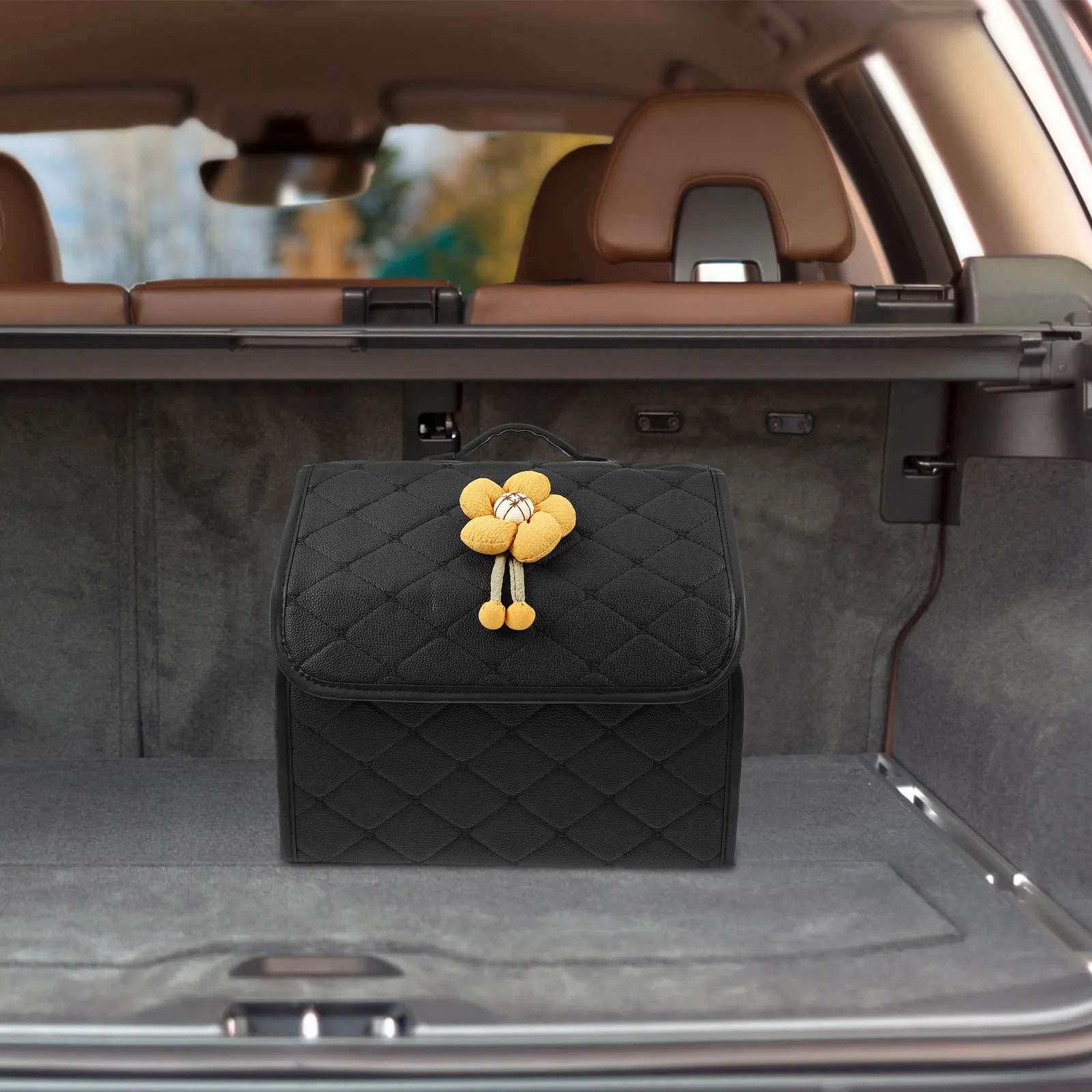 

Car Storage Box Organizer Large Capacity Durable Cute Multi-Functional Car Trunk Organizer Easy Clean Storage Box