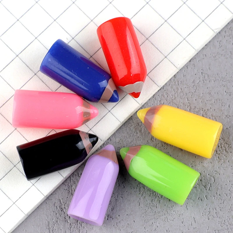 10pcs 7*16mm Simulation Mini Color Small Pencil Charms Resin Cream Mobile Phone Material Diy Decoration Children Ink Fittings