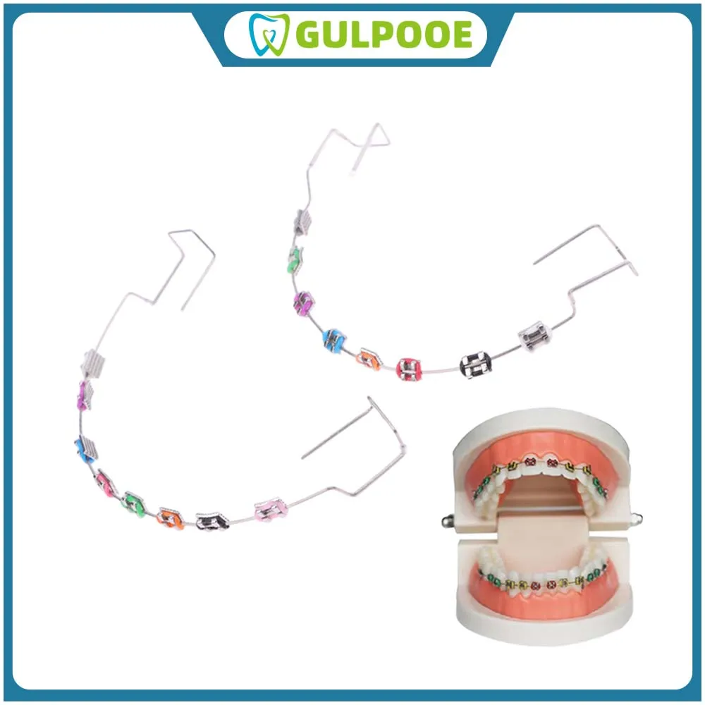 GULPOOE 1 Pair Dentistry Brackets Braces With hook Dental Decoration Accessories Metal Wires Colorful Orthodontic Ligature Ties