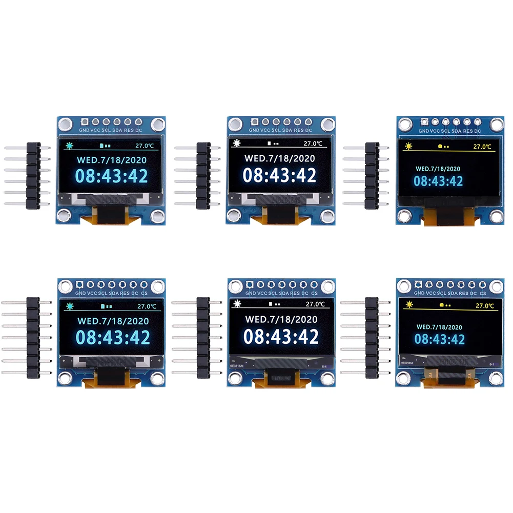 Moudlue หน้าจอ OLED ขนาด0.96นิ้วความละเอียด128X64 3.3-5โวลต์6พินหน้าจอ OLED ความละเอียด LCD iic/spi โมดูลแสดงผลไดรเวอร์ SSD1315