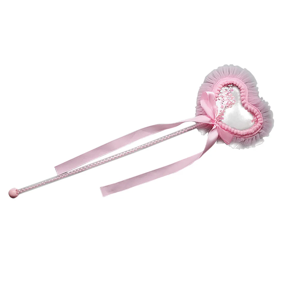 عصا خرافية على شكل قلب بتصميم شرابة وردية للفتيات وحفلات أعياد الميلاد للأطفال وديكور حفلات الأميرة بالترتر السحري