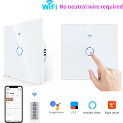 Tuya WiFi Smart Touch Switch EU Two Wiring Methods LED 1/2/3Gang Wall Light Switches Smart Life Home Via Alexa Google Home