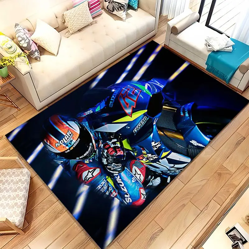 Vintage S-Suzuki Racing Car Soft Non-Slip Area Rug for Living Room,Bedroom Playroom Carpet Mat for Sofa,Moto Home Decor Gift