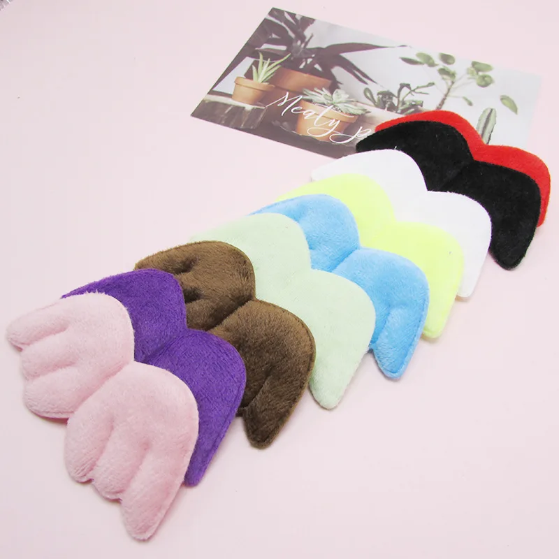 10PCS Double Plush Angel Wing Ball Padded Appliques For clothes DIY Baby hair Clip headwear Decor Ornament Accessories