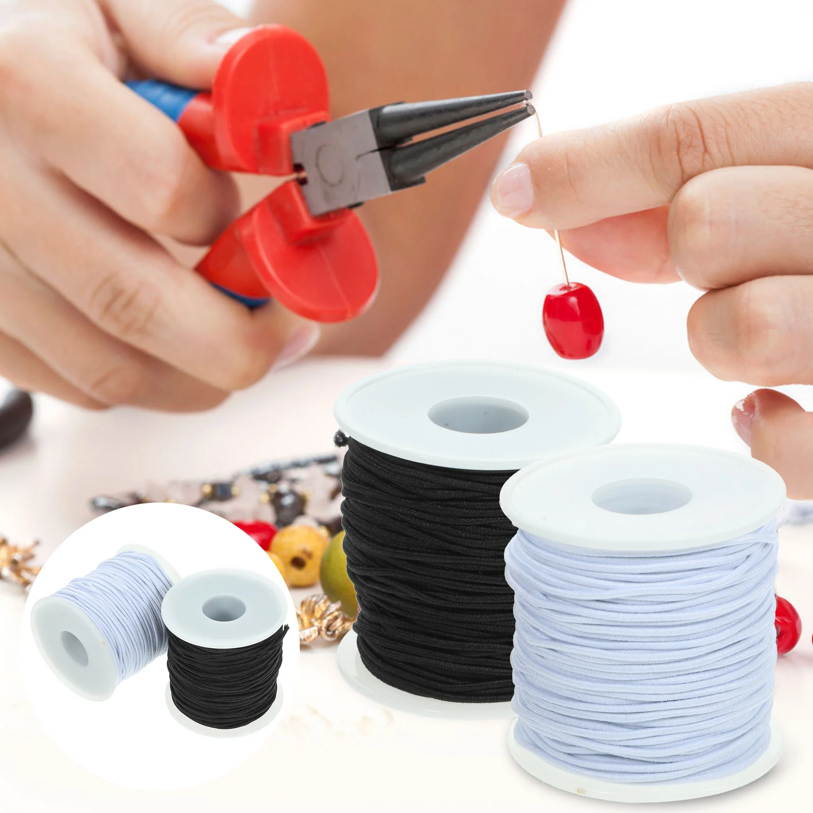 

2pcs 2 Rolls Stretchy Bracelet String Elastic Beading Cord For Diy Jewelry Making Necklace Anklet Hand Chain Craft Durable Rope