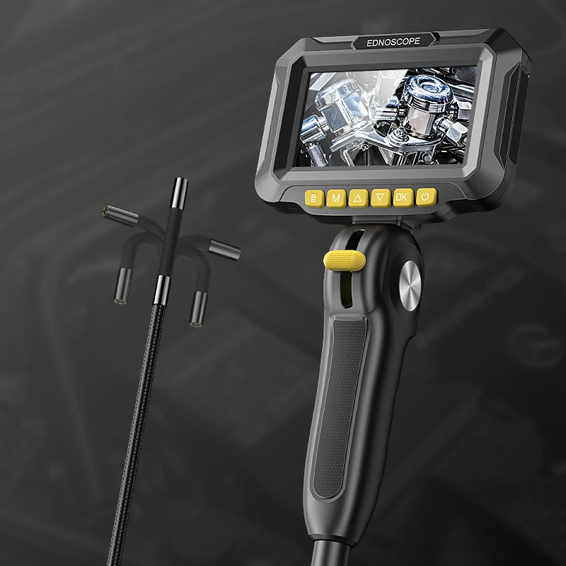 

2-Way Articulating Endoscope 360° Steering Camera HD1080P 4.3'' IPS Screen Video Pipe Engine Inspection Handheld Borescope LEDs