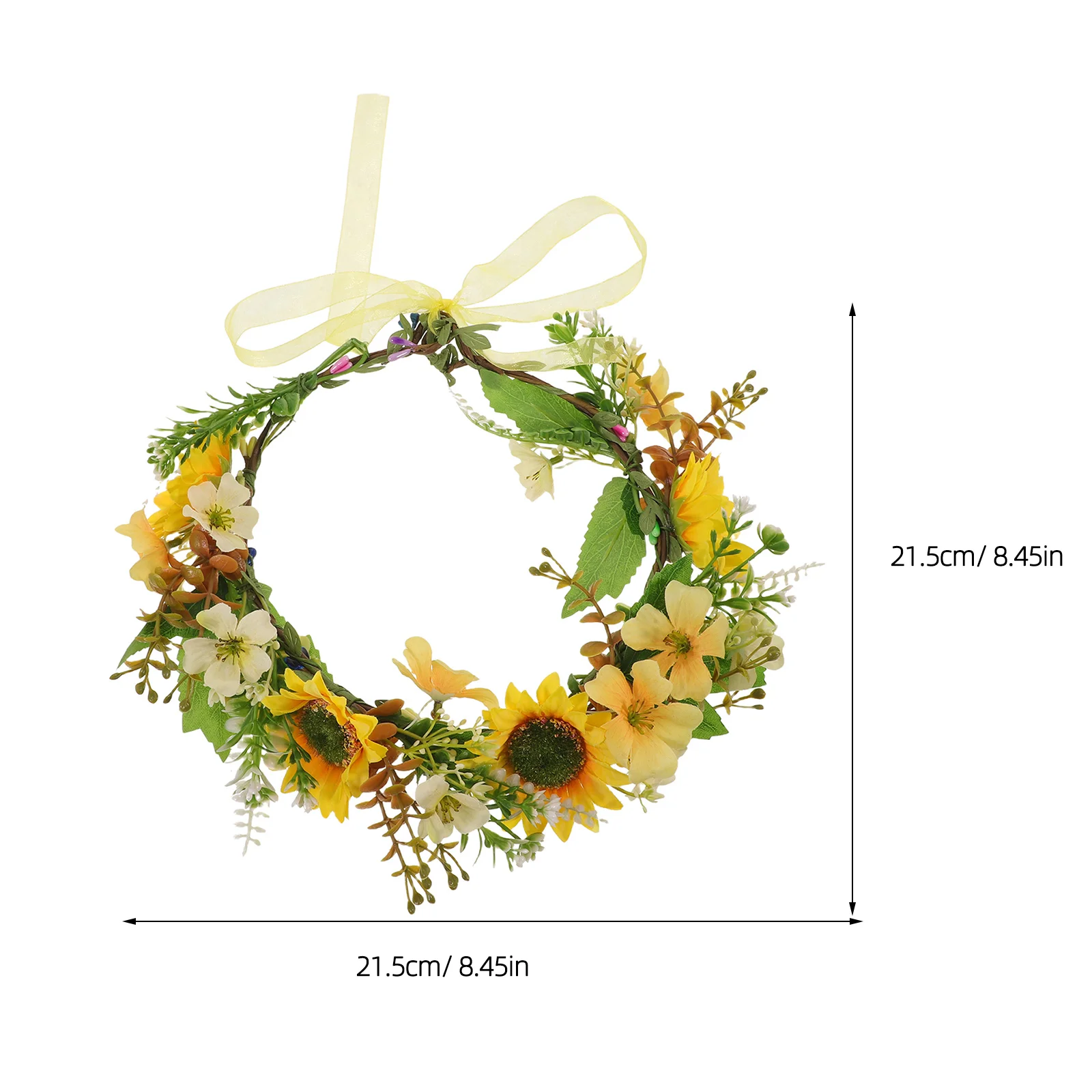زهرة عباد الشمس تاج الورقة الخضراء خوذة للنساء مهرجان الزفاف صور الدعامة رباط شعر الزهور