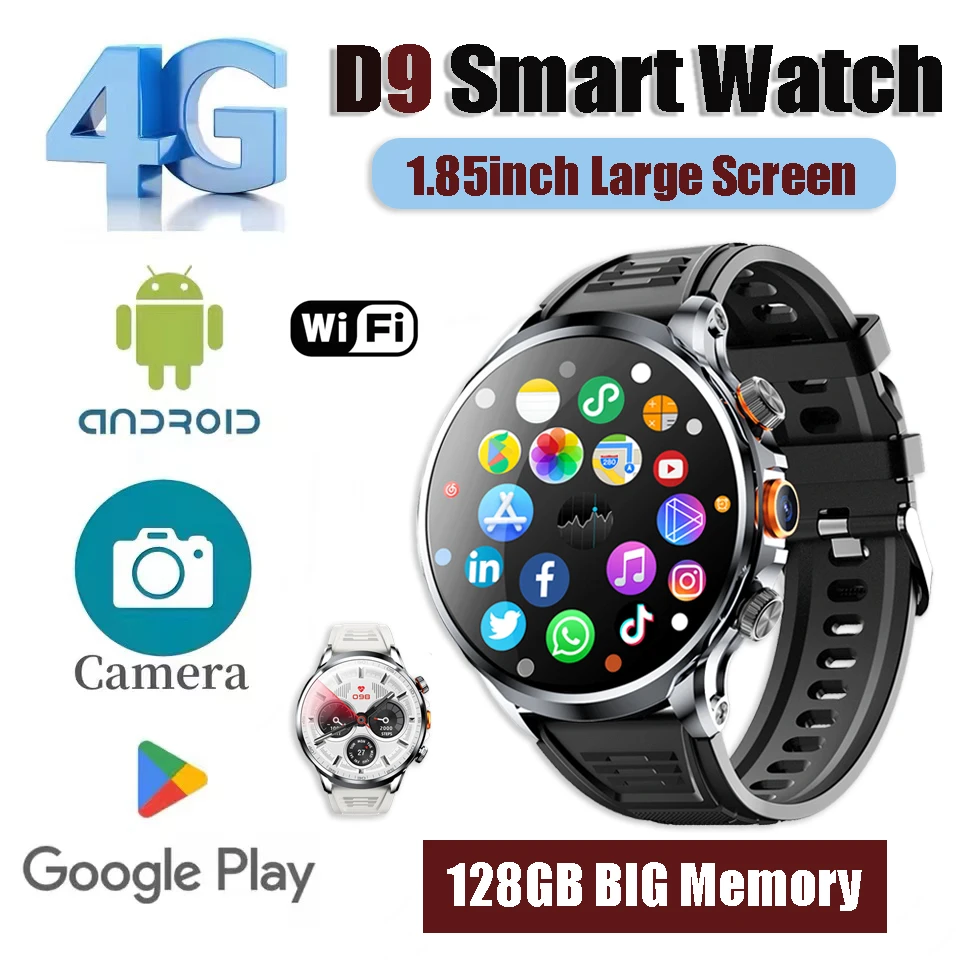 

НОВЫЕ Смарт-часы H18 1,95 дюйма, большой экран, 128 ГБ ПЗУ, 4G, SIM-карта, WIFI, GPS, видеозвонок, двойная камера, пульсометр, умные часы для мужчин