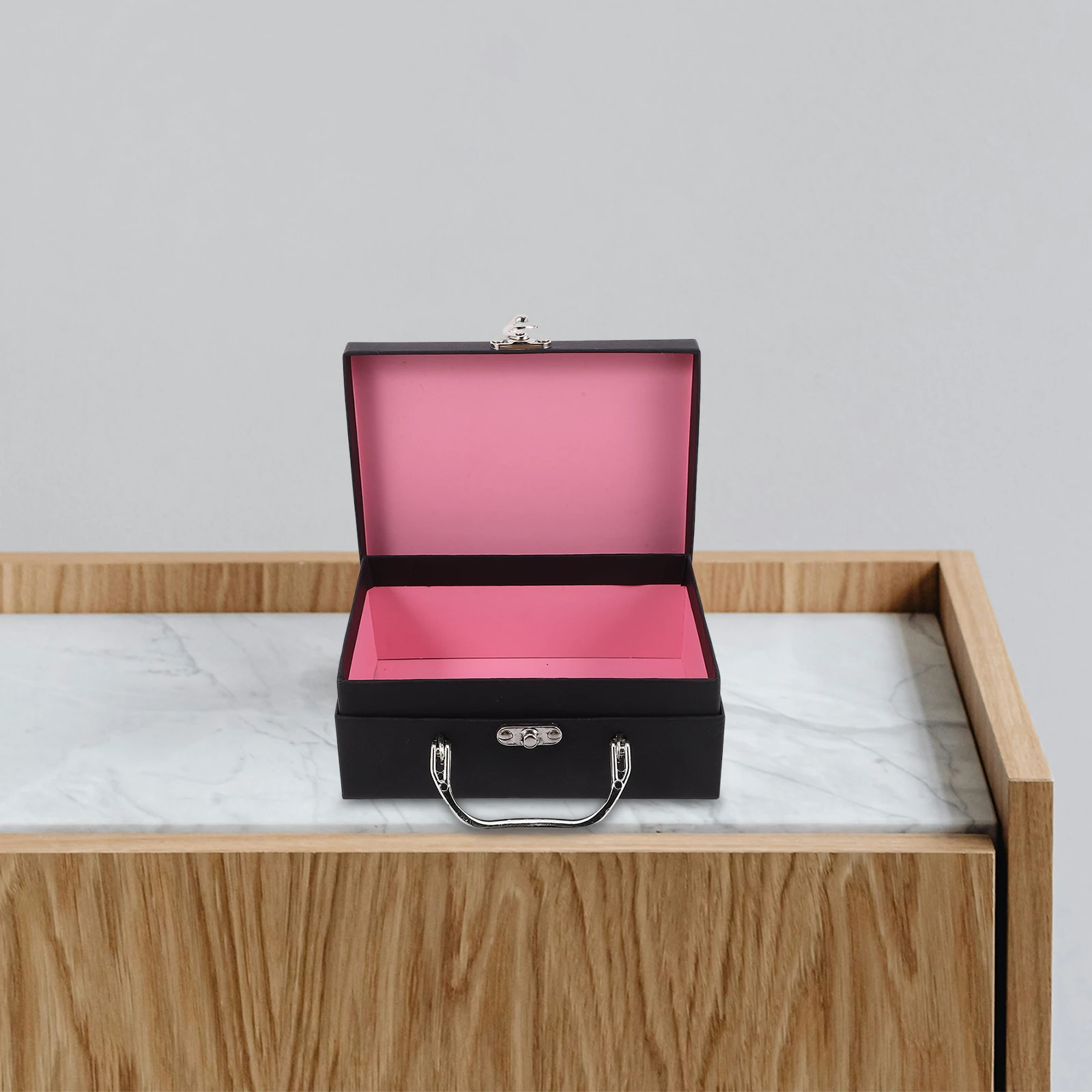 

Storage Box Desktop Boxes Paper Suitcase with Handle Stationery Drawer Organizer