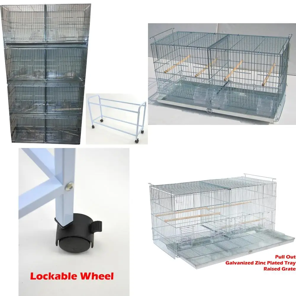 

Комбинация: 4 оцинкованных стека без ржавчины и блокировки, двойная клетка для разведения, клетка для разведения птиц со съемным разделителем и разведениями