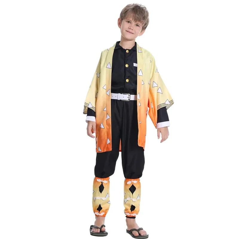 2025 11 Disfraz de cosplay de anime Demon Slayer Agatsuma, anime Kimetsu No Yaiba Zenitsu, pelucas de Sutis de Halloween
