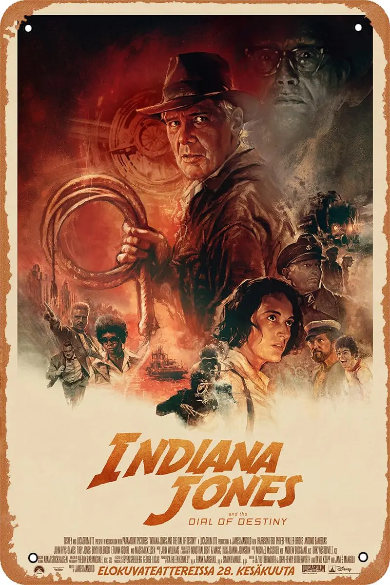 Indiana Jones and the Dial of Destiny Movie Poster Retro Metal Sign for Cafe Bar Man Cave Garage Home Wall Art Decor Gift Vintag
