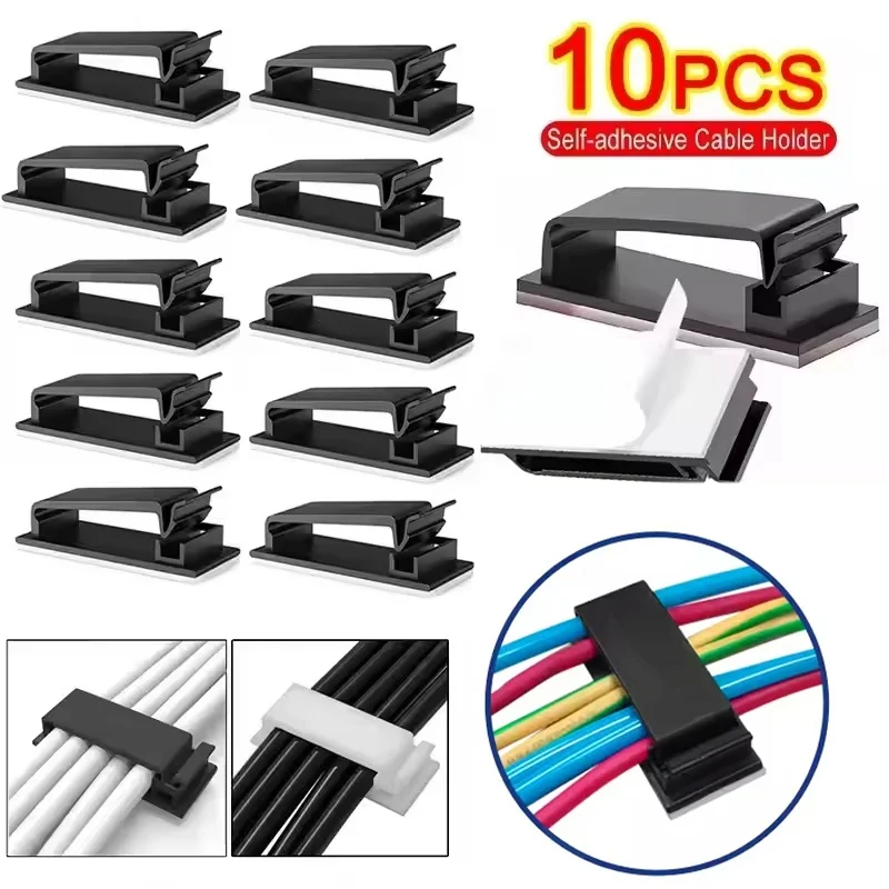 10Pcs Self Adhesive USB Cable Organizer For Home Office Cord Management Clamp Clips Wire Holder Strong Adhesive Backing Design