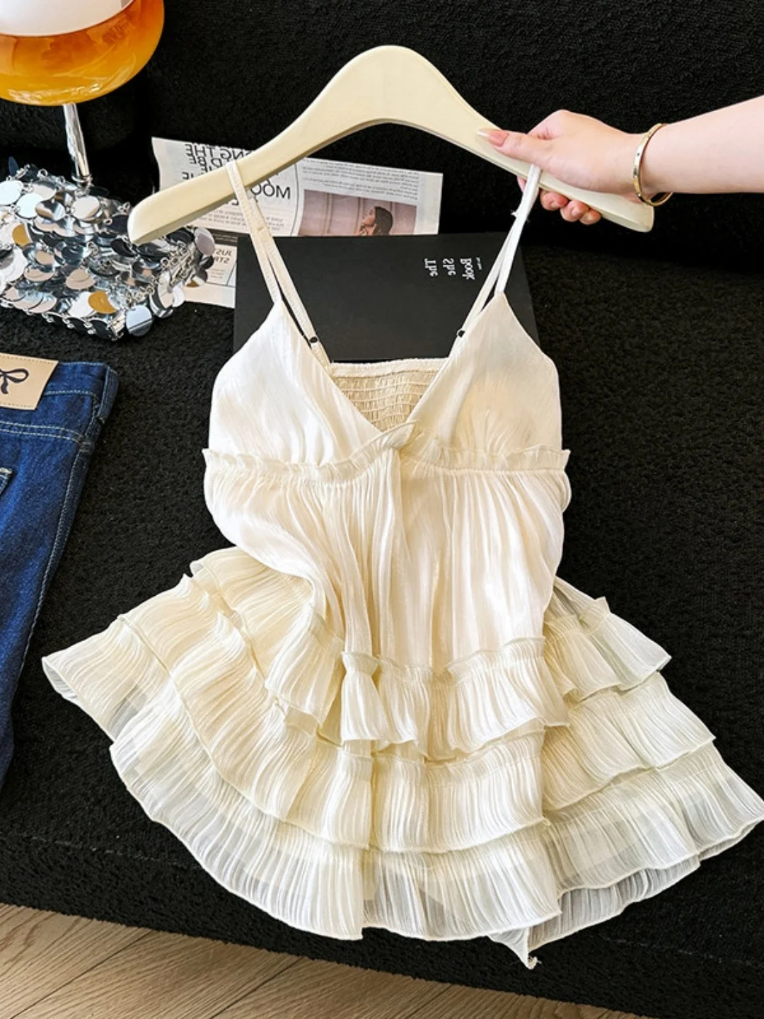 

Women's Loose Cake Lace Trim Tank Top Summer New Fashion Beautiful Multi-Layer Sense Absolutely Loose Upper Apparel