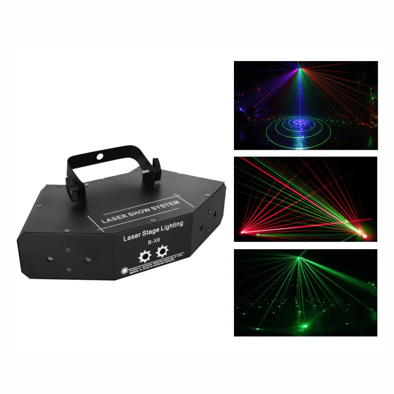 6 Lens Moving Meteor Shower Beam Laser Lights Ray Optical DJ Disco Home Party Show LED Stage Lighting