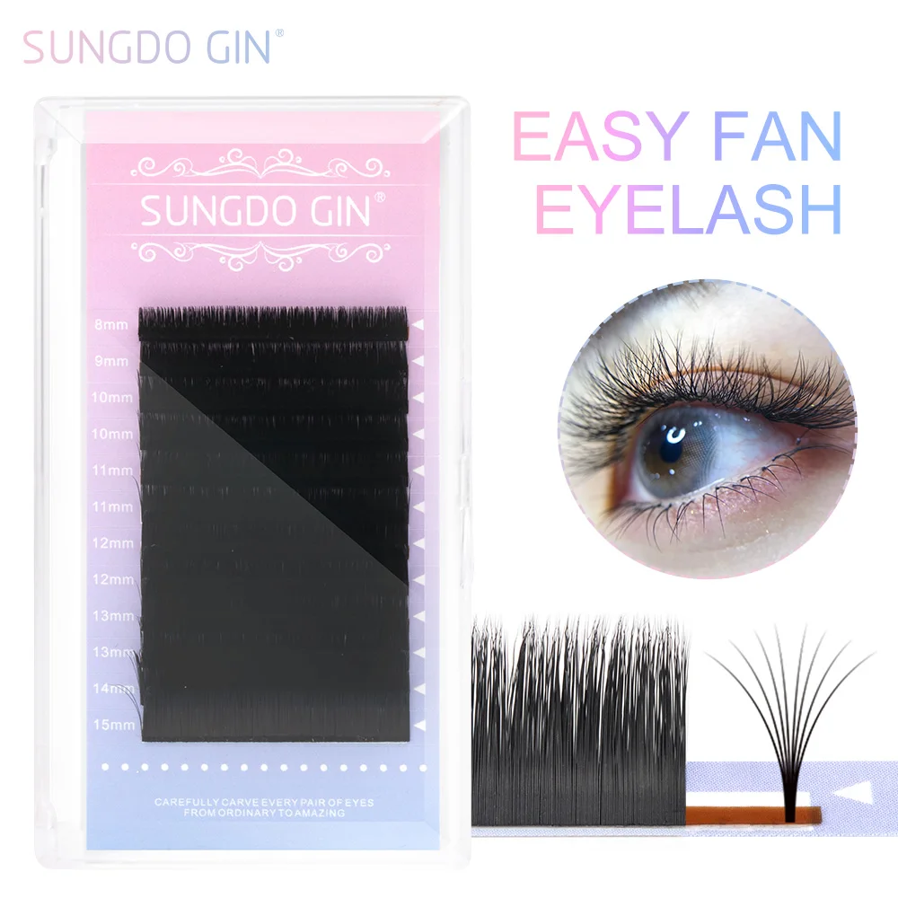 Easy fanning Fast Austomatic Fan Blooming Eyelash Extensions Faux Mink Individual Lashes 0.07mm Thick Extension Eyelashes