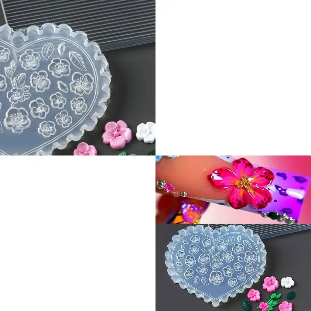

Delicate Design Silicone Mold Set Cherries Blossom Tulips Flower Patterns For Gel Polish Art Decoration Crafts