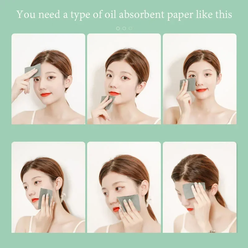 100pcs Matcha Facial Absorbent Paper Anti-Grease Face Oil Absorbing Sheets Oil Removing Paper Skincare Products for Women