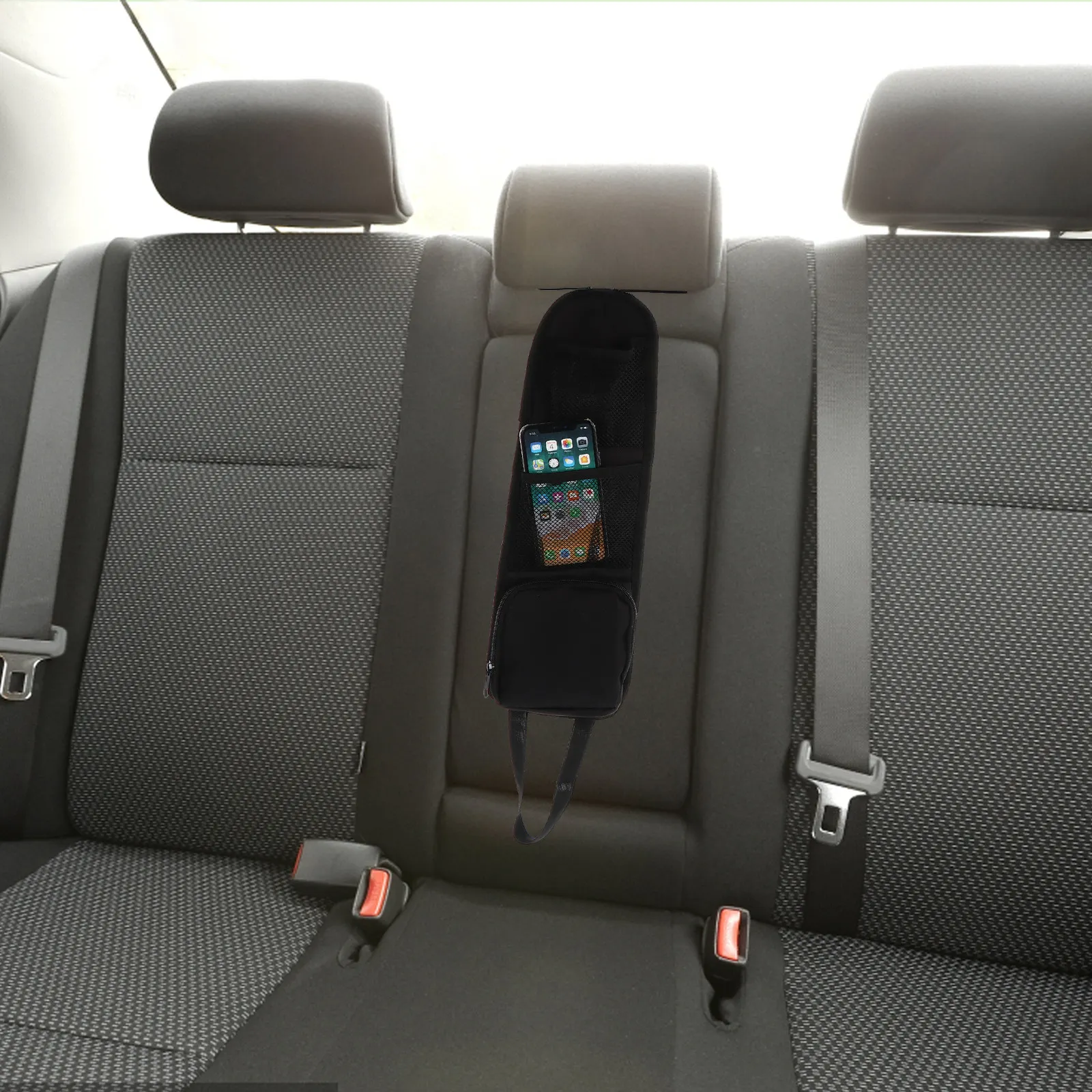 

Car Seat Organizer Side Storage Pocket for Automobile Back Seat with Elastic Mount Mesh Compartments Essential Tidy