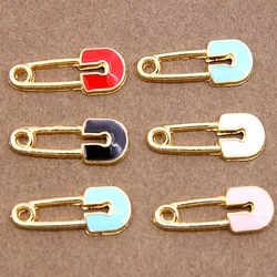 10pcs 21*11mm Pin Brooch Style Enamel Charms Connector Pendants DIY Necklaces Bracelet for Jewelry Making Accessories