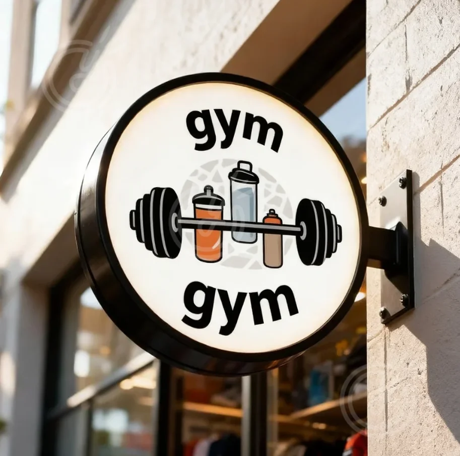 

Custom LightBox Sign Illuminated Round Double Sided Logo Waterproof Advertising Gym Signage Outdoor Business Signboard Wall Deco