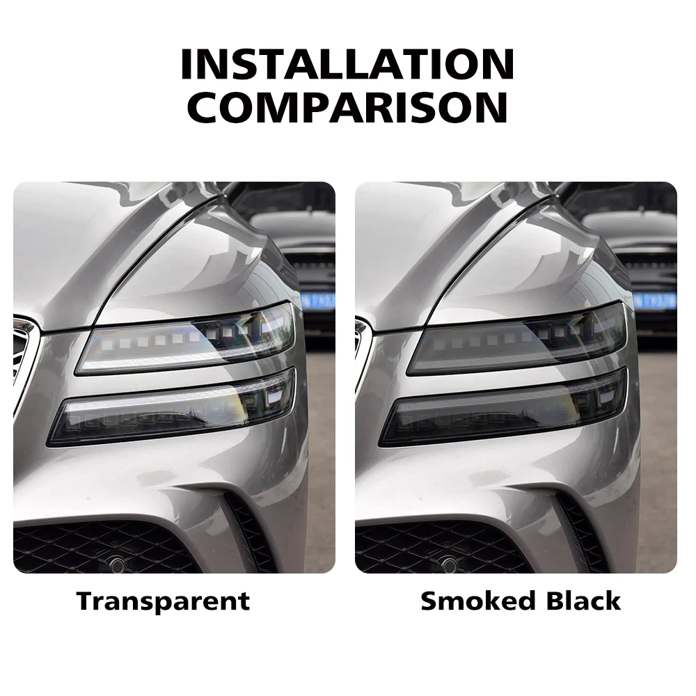 For GENESIS G8 E-G80 Smoke Black High-Gloss Pre-Cut Headlight Protection Film TPU PPF Anti-Scratch Car Vinyl Wrapping Kit