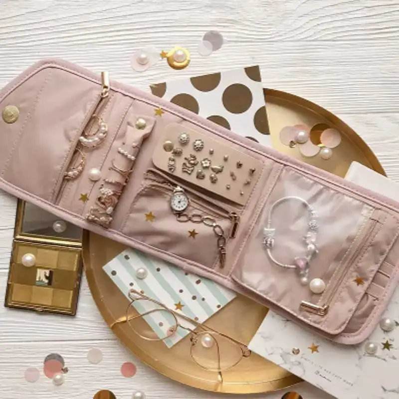 

Складной рулон для ювелирных изделий, удобный органайзер для ювелирных изделий, сумка для ювелирных изделий, косметичка, витрина для ювелирных изделий, дорожная домашняя складная сумка