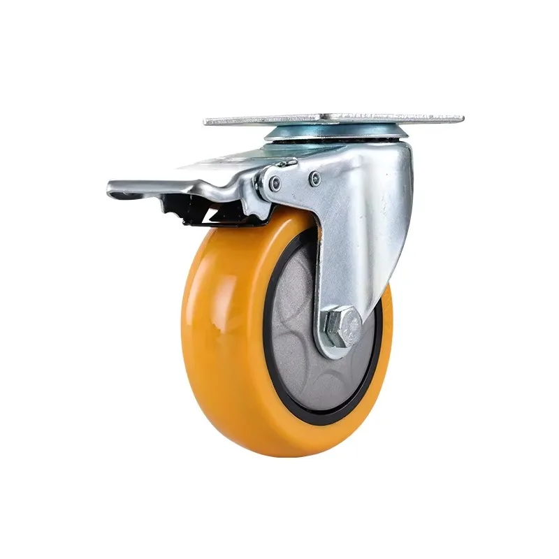 عمر خدمة طويل، عجلة قفل عالية التحميل 5 6 بوصة TPE عجلة لوحة صناعية للعربة