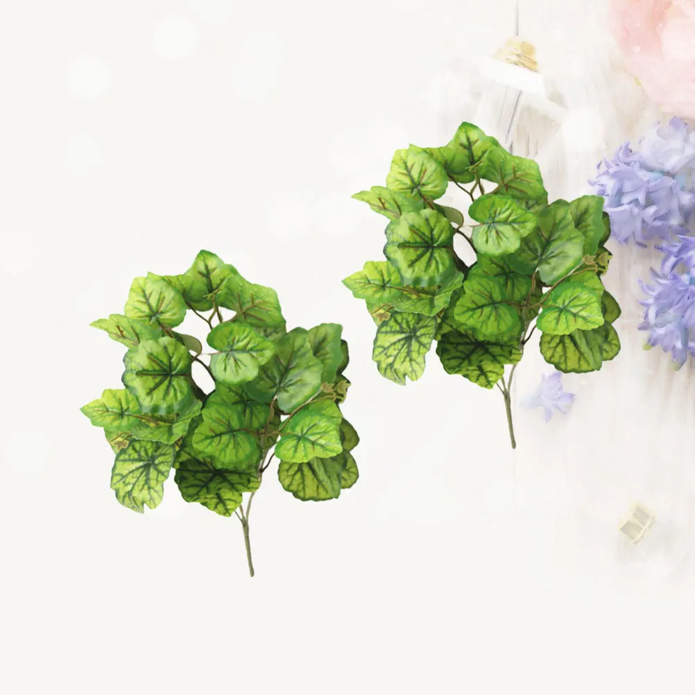 

2pcs Lifelike Begonia Leaf Artificial Plants for Home Decoration Plant Simulation Flower Arrangement Props Office Wedding Party