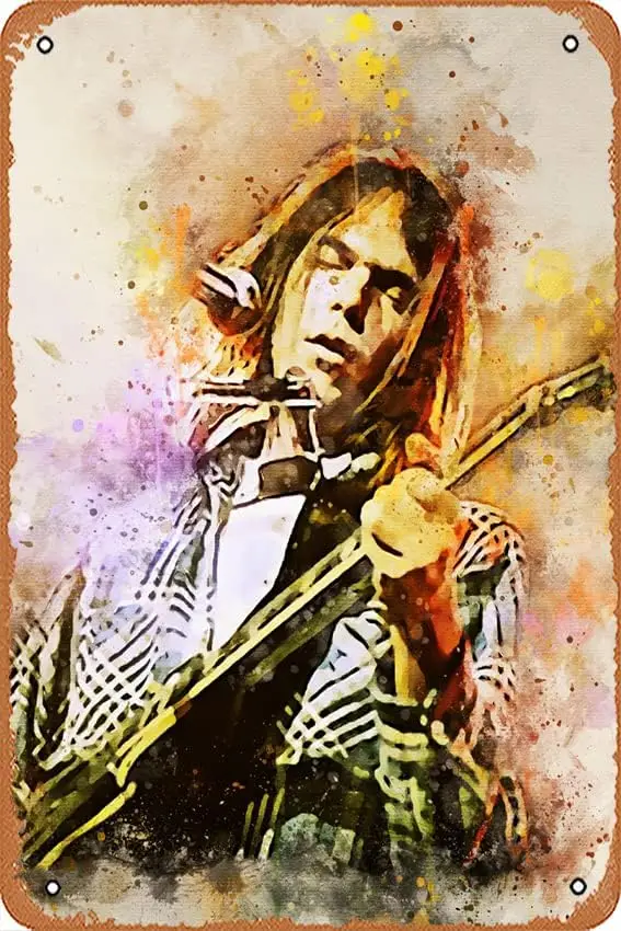Neil Percival Young - Splatter Watercolor Celebrity - Poster | Vintage Metal Tin Sign Poster Retro Garage Yard Home Cafe Bar Clu