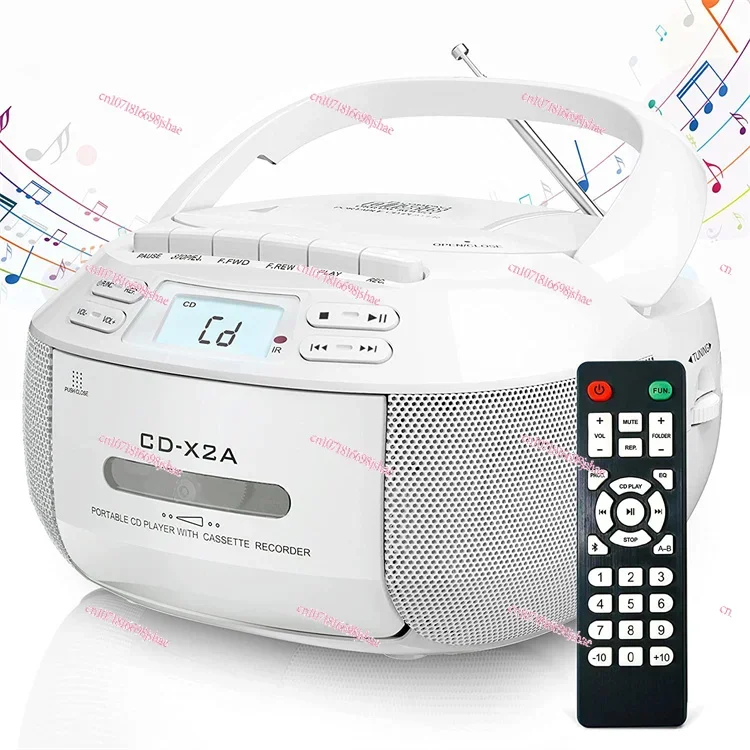 CD Speaker Cassette Combination Portable Radio Dual Stereo Speaker Remote Tape Recording Player