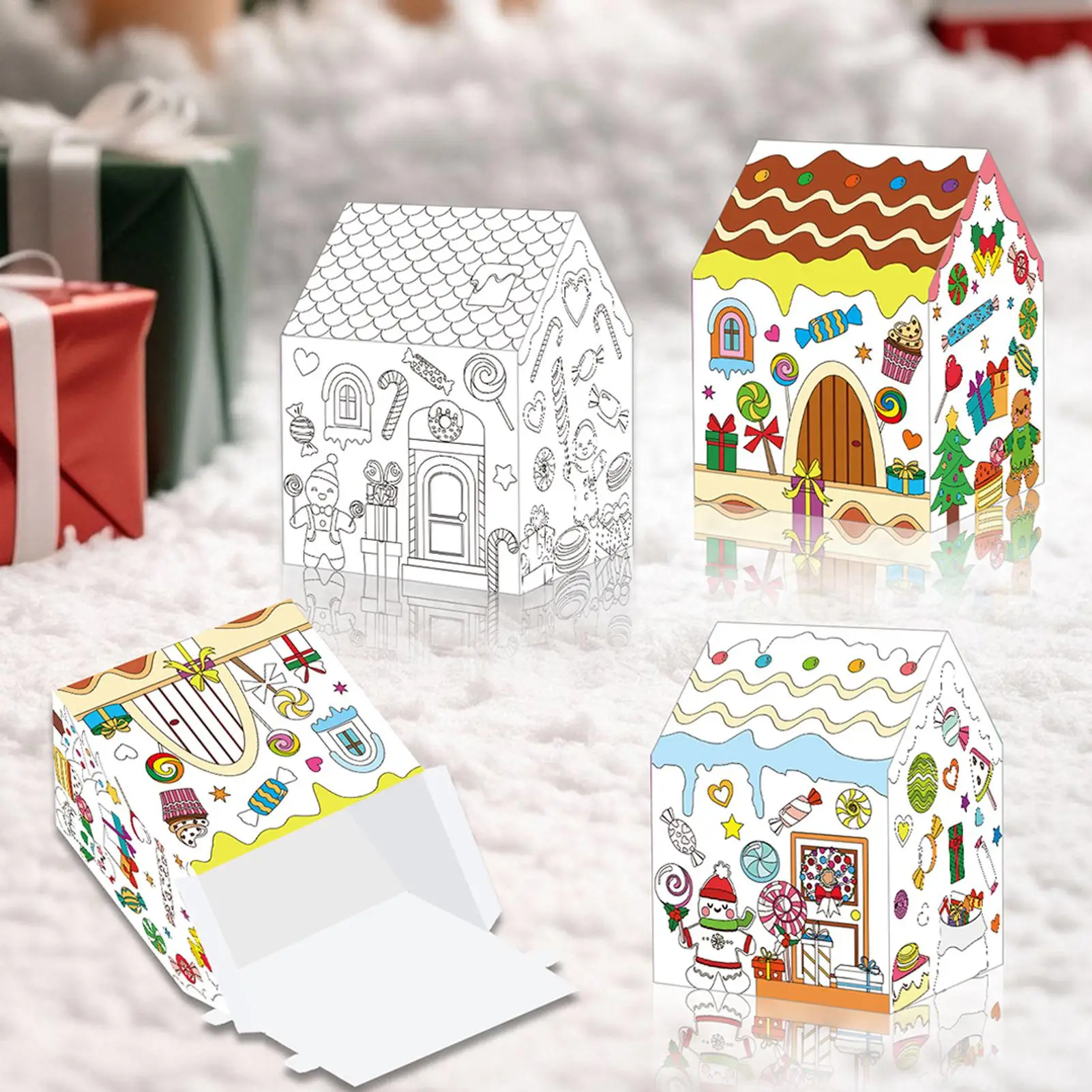 

Рождественский бумажный дом, сделай сам, живопись, гофрированная доска, праздничный набор домов, рождественская вечеринка, украшение на день рождения, детский подарок, товары для дома