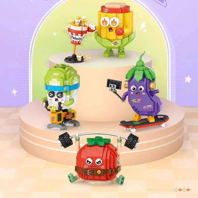 

Loz's new micro-particle vegetable cartoon building block assembly toy model desktop decoration, birthday gift for boys and girl