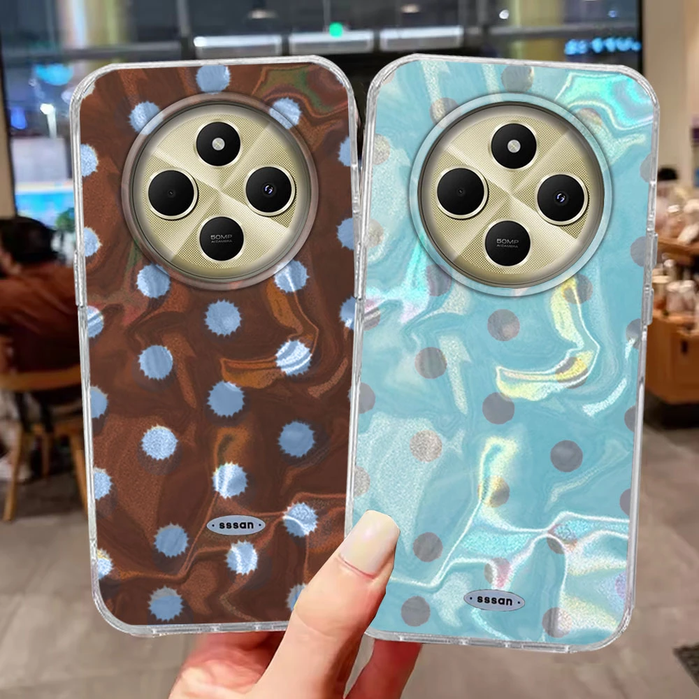 Ins Braun Rot Polka Dots Mädchen Für Xiaomi Redmi 14C 13C A3 A1 A2 9A A5 9C 15C Telefon Fall Hinweis 15 14 13 12 11S 10S 8 9 Pro Abdeckung