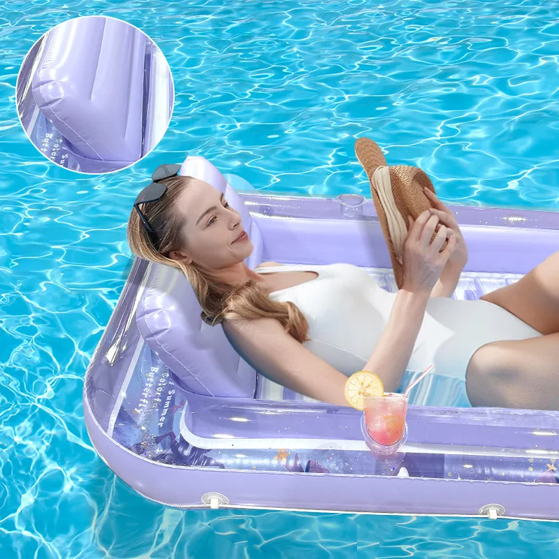 Inflatable rectangular water floating bed pillow deck chair floating bed swimming pool beach leisure floating toys