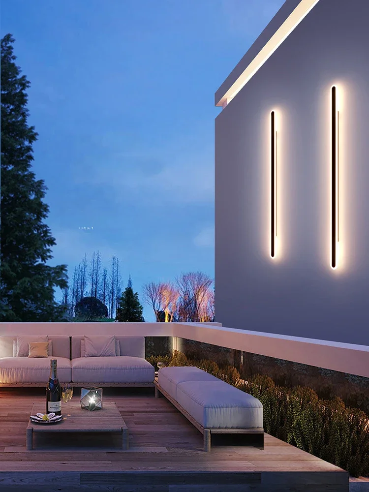 Applique murale LED longue bande en aluminium, imperméable conforme à la norme IP65, éclairage d'extérieur, lumière blanche chaude, idéal pour un jardin, une véranda, 110/220/24V