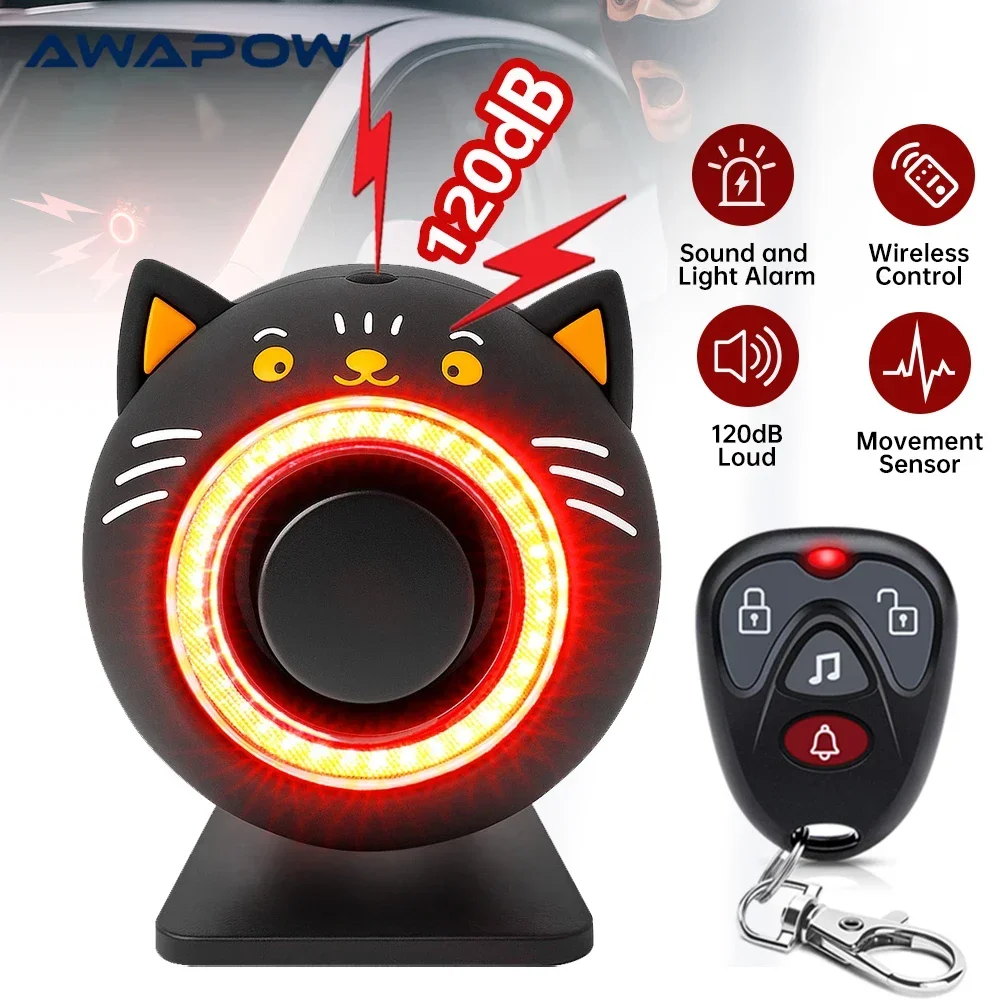 

Awapow Car Anti-Theft Alarm 120dB Loud with Lights Vibration Sensor Cute Animal Car Center Console Alarm Kit for Woman/ Family