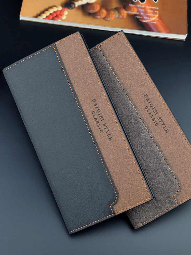 Men's Long Wallet Slim Soft Leather Multi-Card Slot Fashion Color Block Youth Suitcase JIFANPAUL Brand Korean Style PU Leather