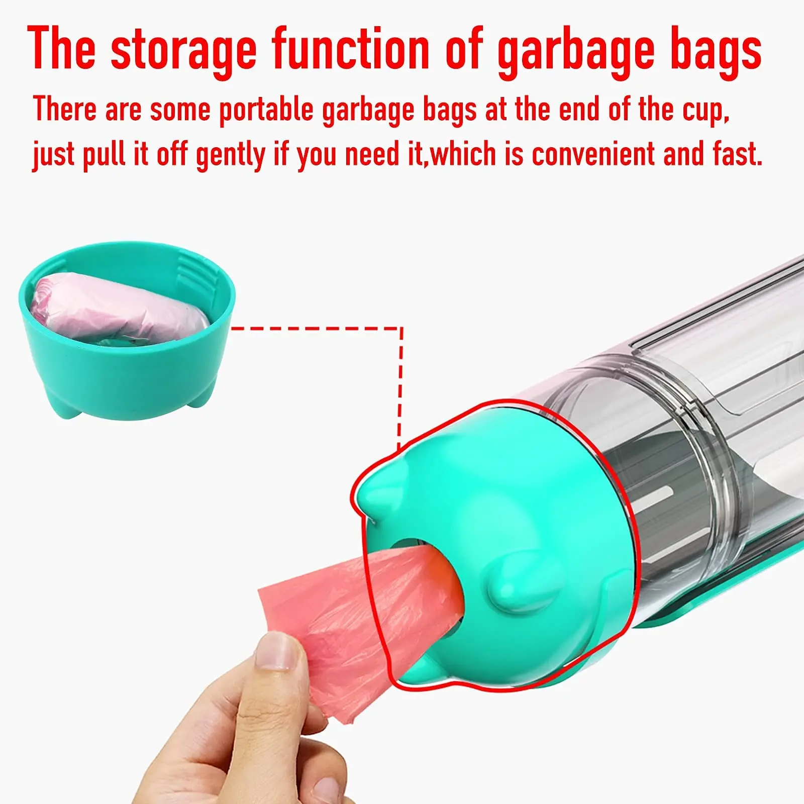 550ML Dog Water Bottle 4 in 1 Portable Pet Water Bowl Dispenser Cat Dog Travel Water Cup with Poop Collection Shovel for Walking